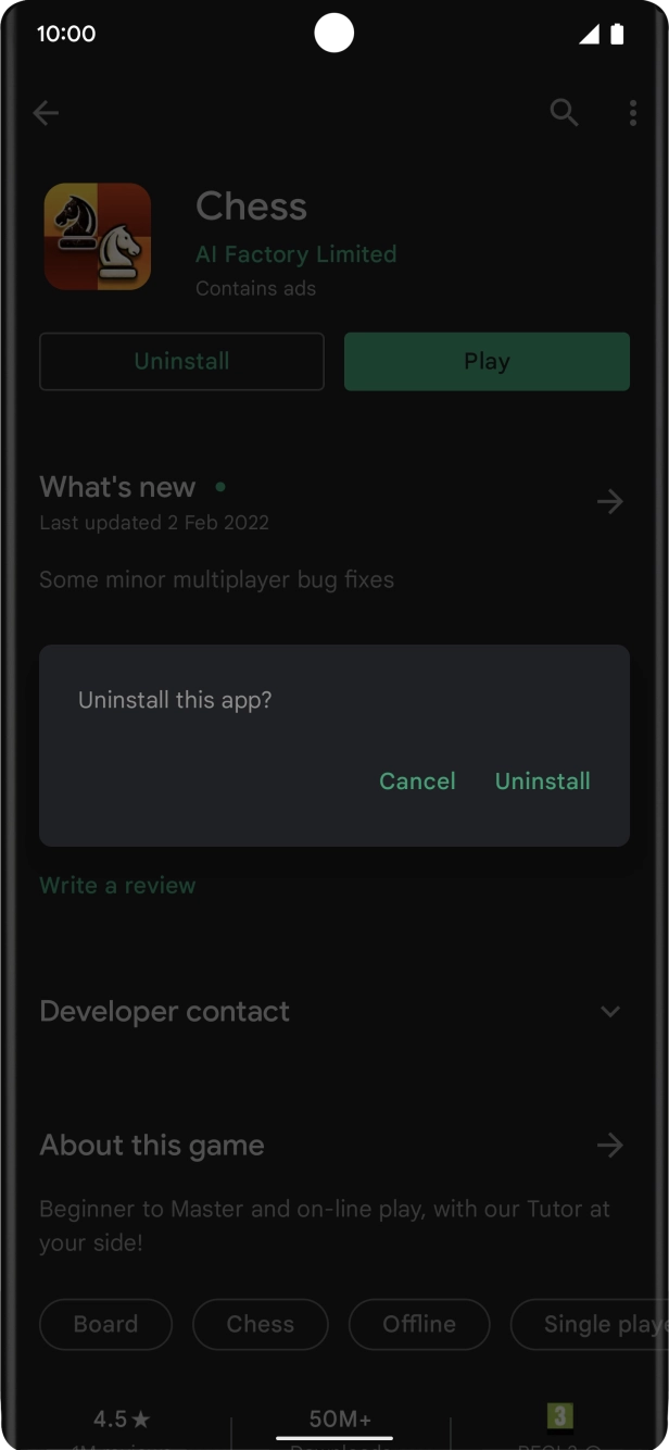 Press Uninstall.