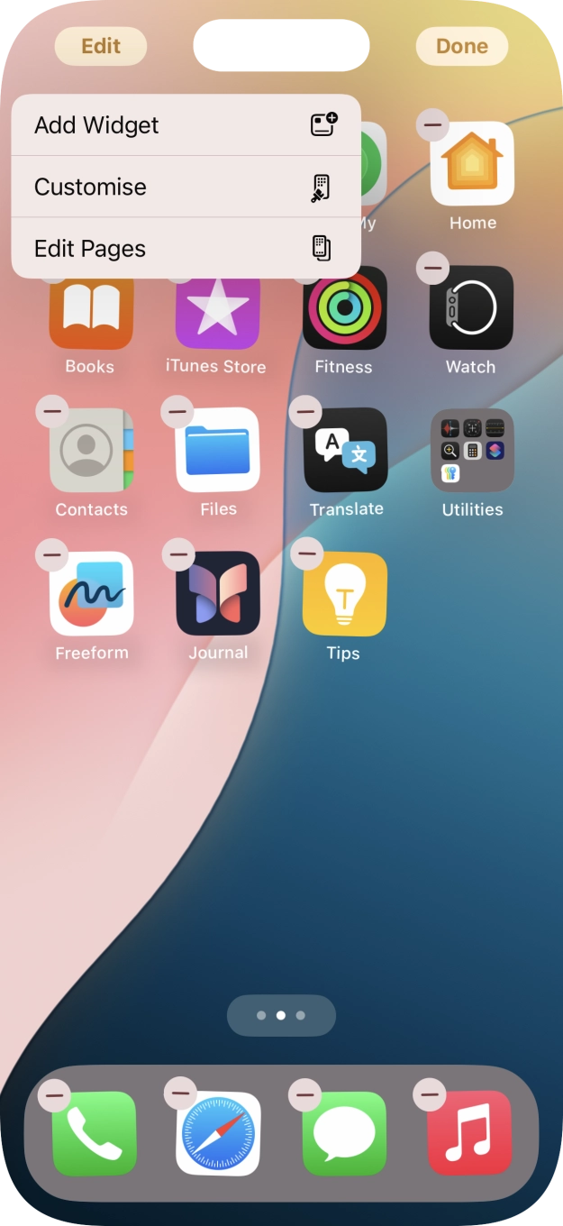 Press Customise.