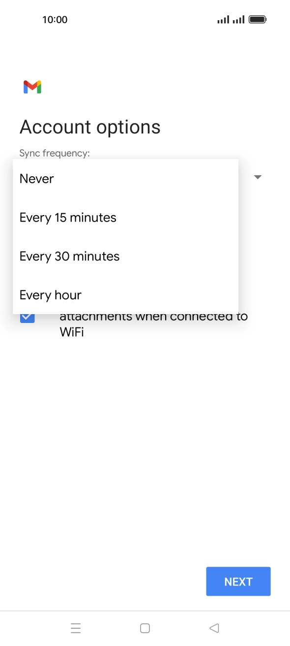 Press the required setting.