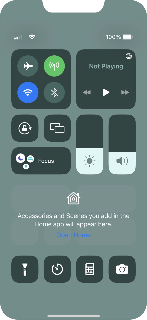 Press the flight mode icon to turn the function on or off. Press the flight mode icon to turn the function on or off.