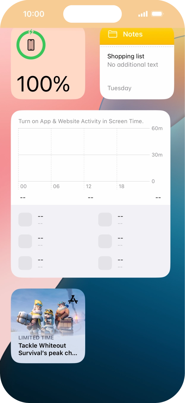 Press and hold the required widget until a pop-up menu is displayed. Press and hold the required widget until a pop-up menu is displayed.