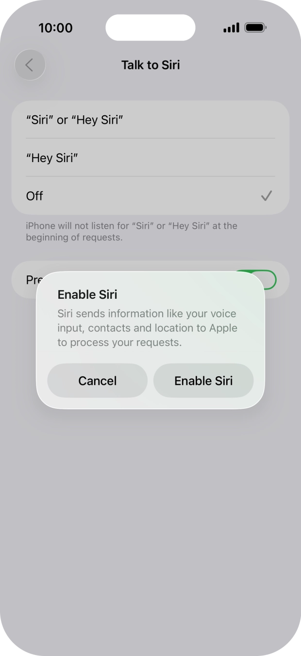 Press Enable Siri. Press Enable Siri.