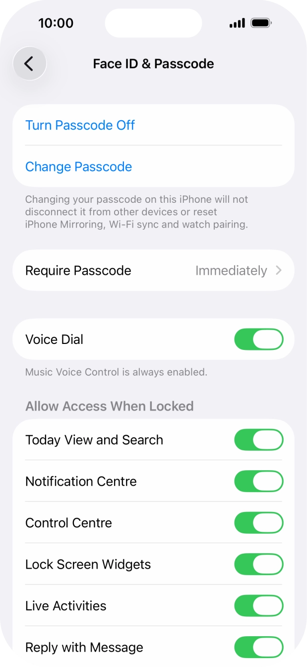 Press Turn Passcode Off and key in the lock code. Press Turn Passcode Off and key in the lock code.