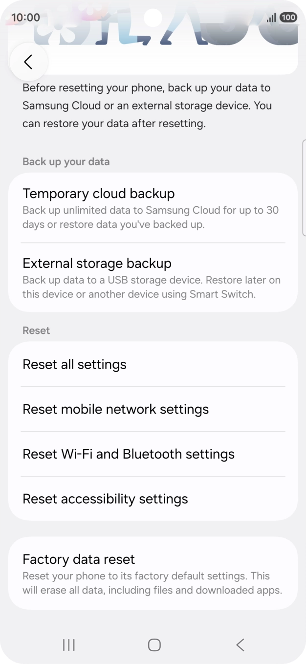Press Factory data reset.