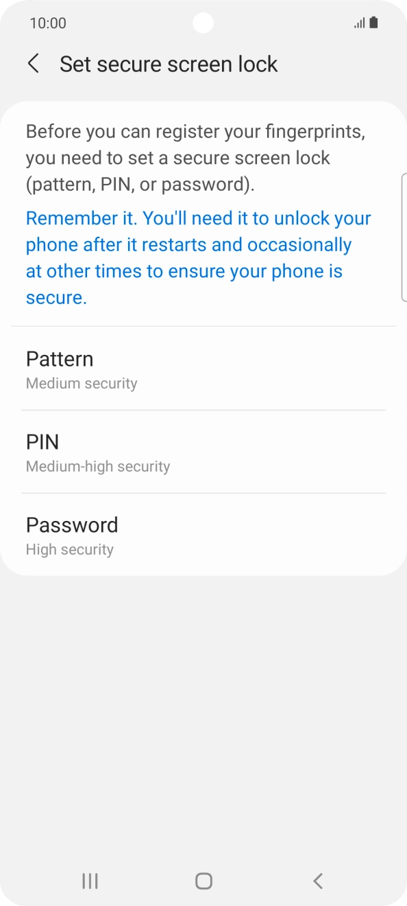 Press the required phone lock code and follow the instructions on the screen to create an additional phone lock code.