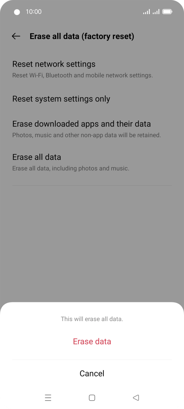 Press Erase data.
