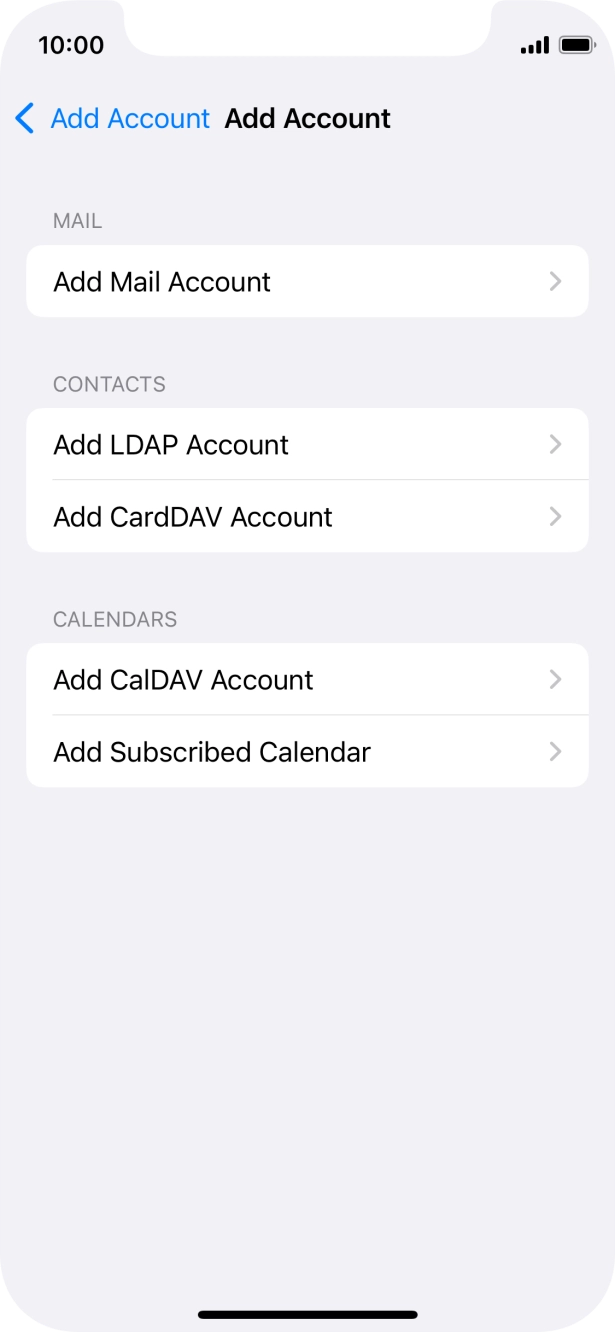 Press Add Mail Account. Press Add Mail Account.