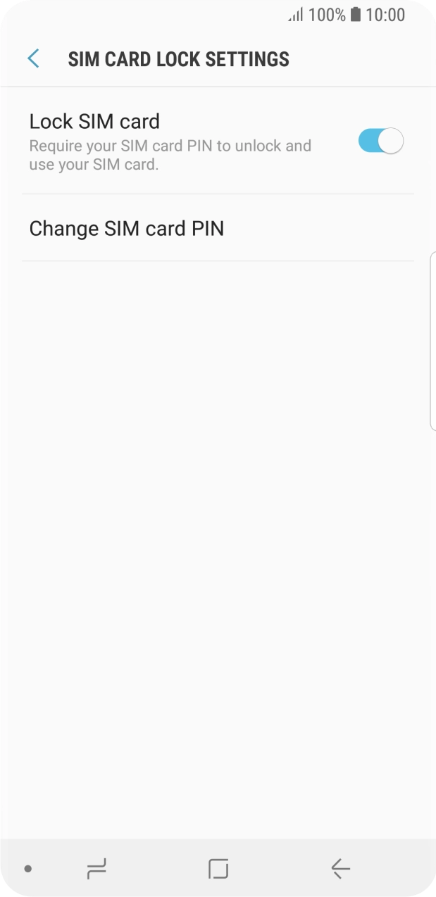 Press the indicator next to 'Lock SIM card' to turn the function on or off.