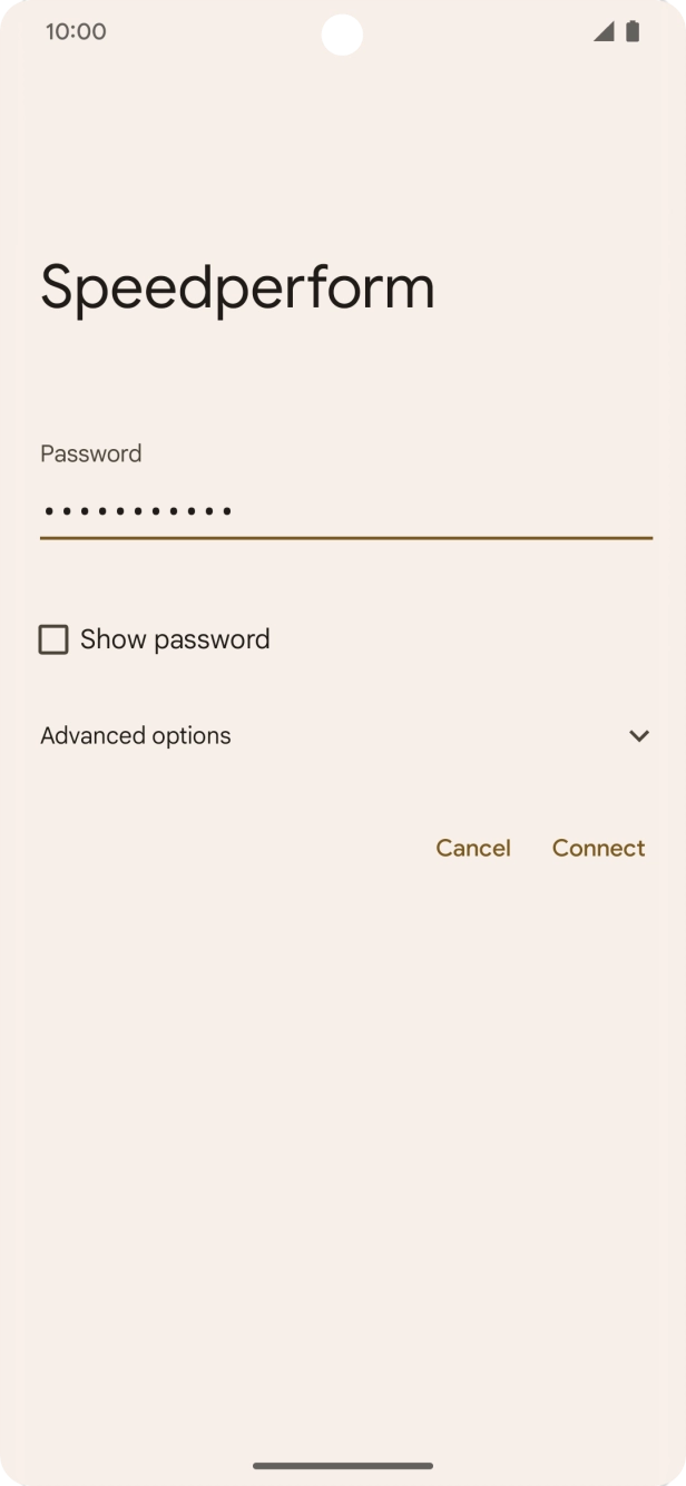 Key in the password for the WiFi network and press Connect.