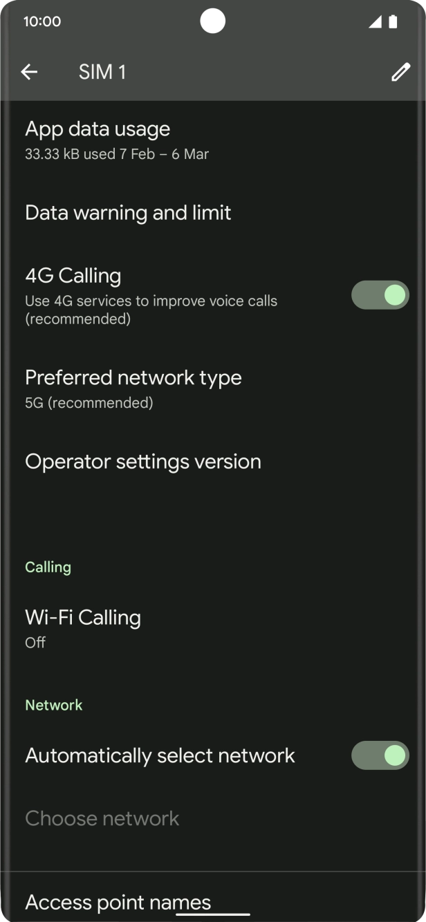 Press Preferred network type.