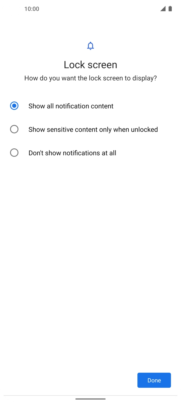 Press the required setting.