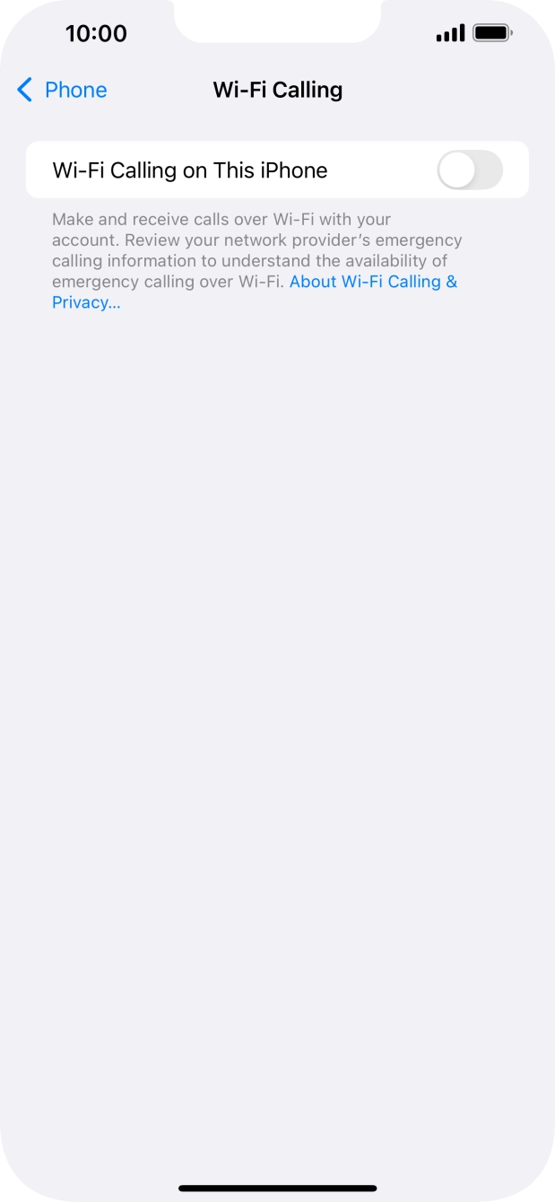 Press the indicator next to 'Wi-Fi Calling on This iPhone' to turn the function on or off.