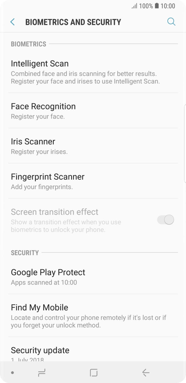 Press Iris Scanner. Press Iris Scanner.