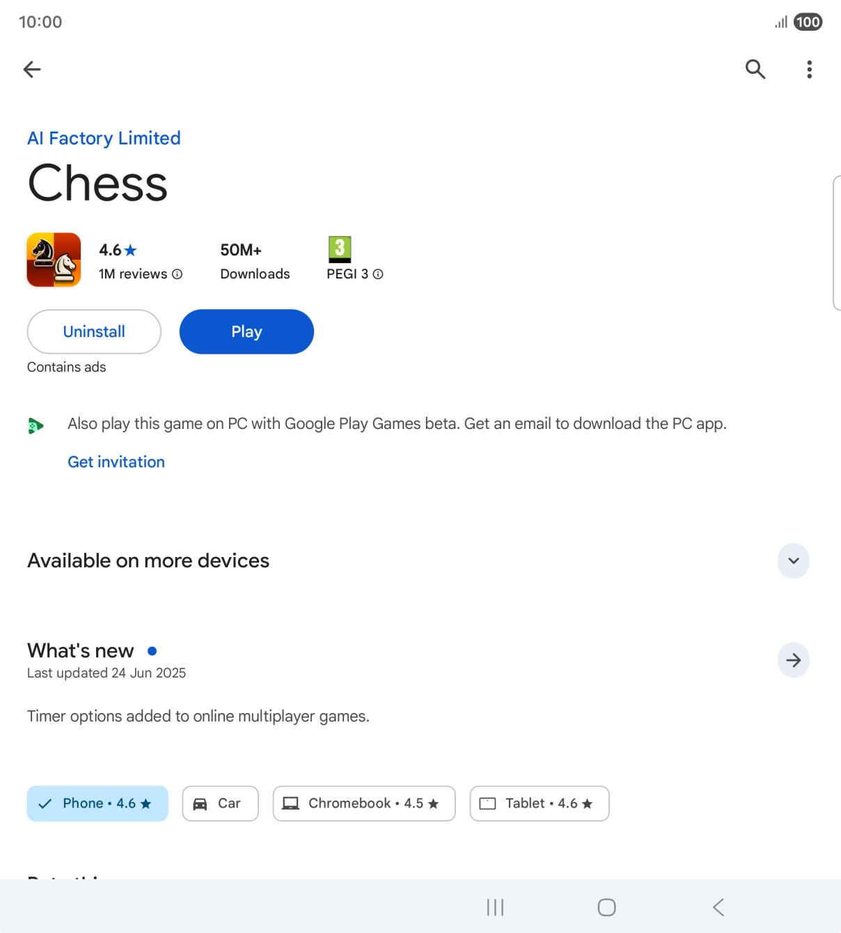 Press Uninstall.