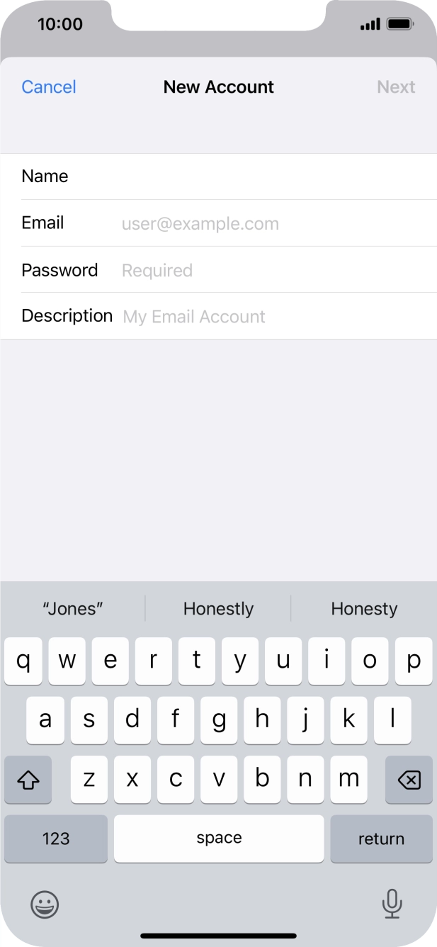 Press Email and key in your email address.