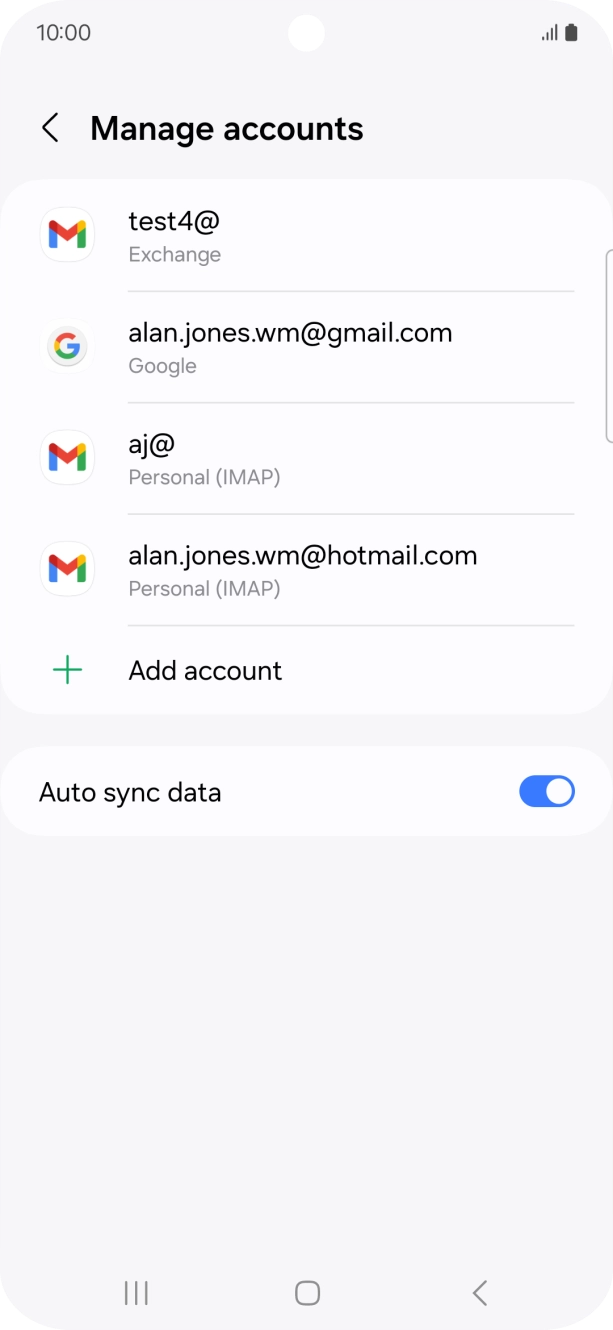Press the indicator next to 'Auto sync data' to turn the function on or off. Press the indicator next to 'Auto sync data' to turn the function on or off.
