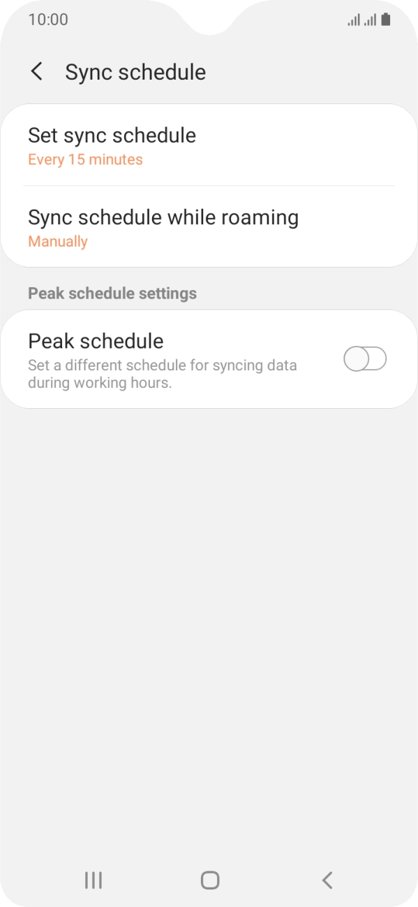 Press Set sync schedule. Press Set sync schedule.