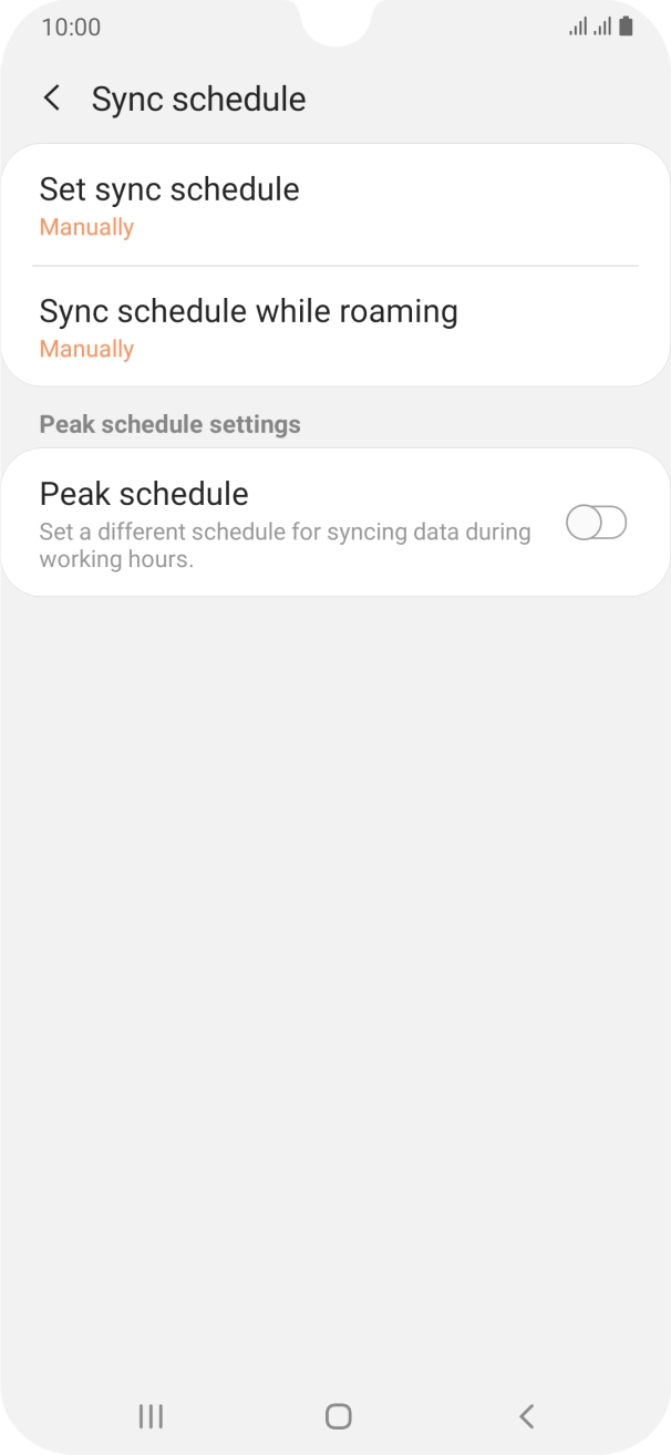 Press Set sync schedule. Press Set sync schedule.