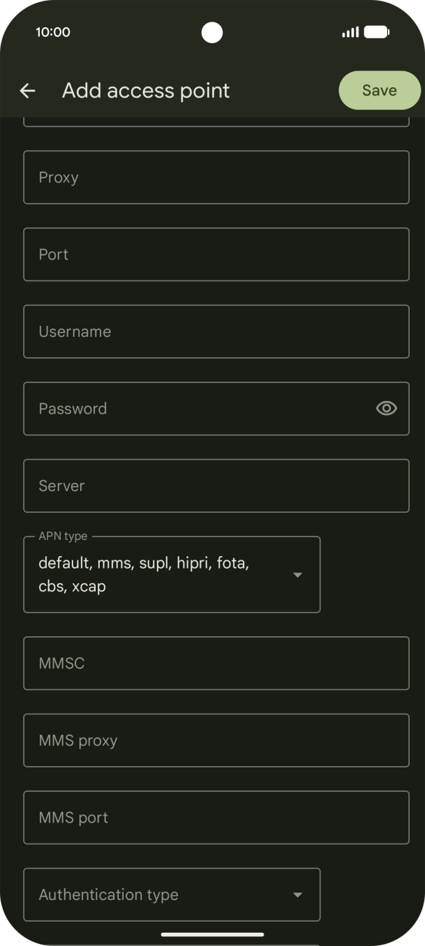 Press the drop down list next to 'Authentication type'.