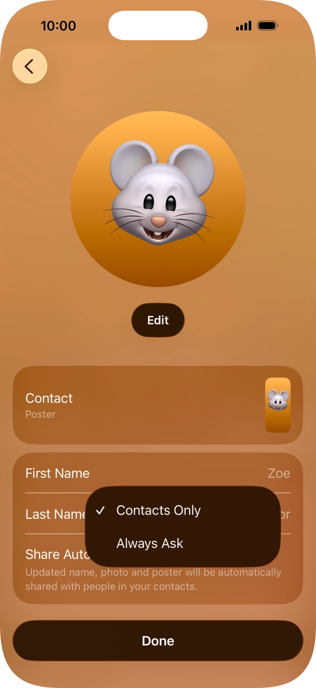 Press the required setting. Press the required setting.
