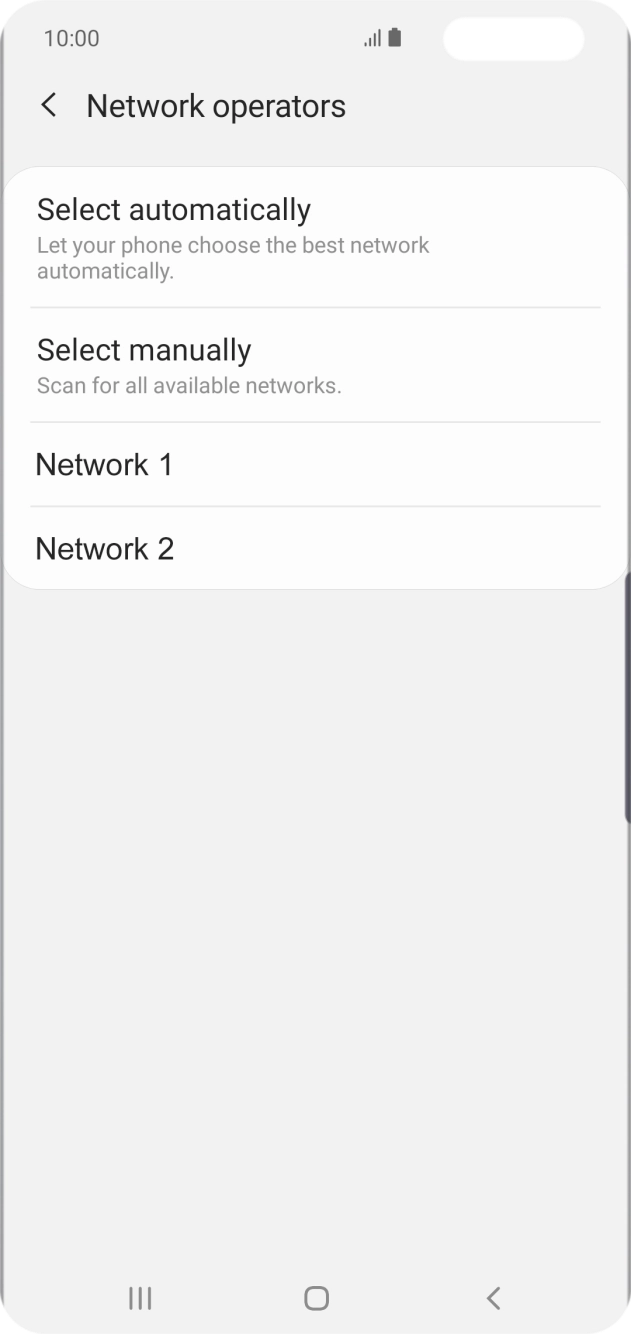 Press the required network. Press the required network.