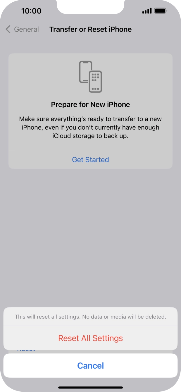 Press Reset All Settings.