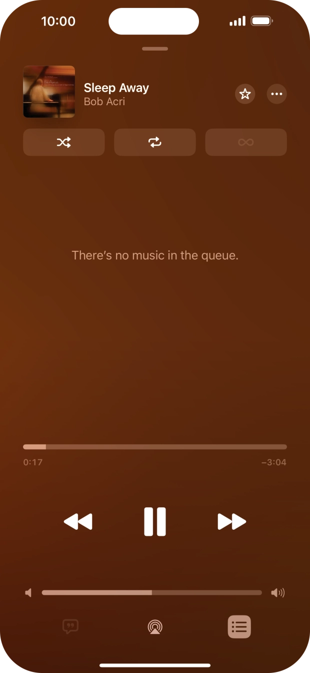 Press the shuffle icon to turn the function on or off. Press the shuffle icon to turn the function on or off.