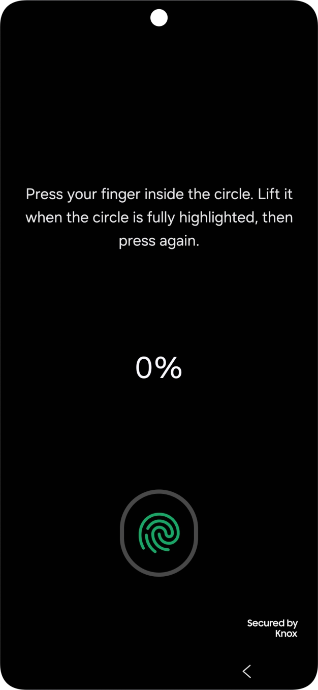 Follow the instructions on the screen to create the lock code using your fingerprint. Follow the instructions on the screen to create the lock code using your fingerprint.