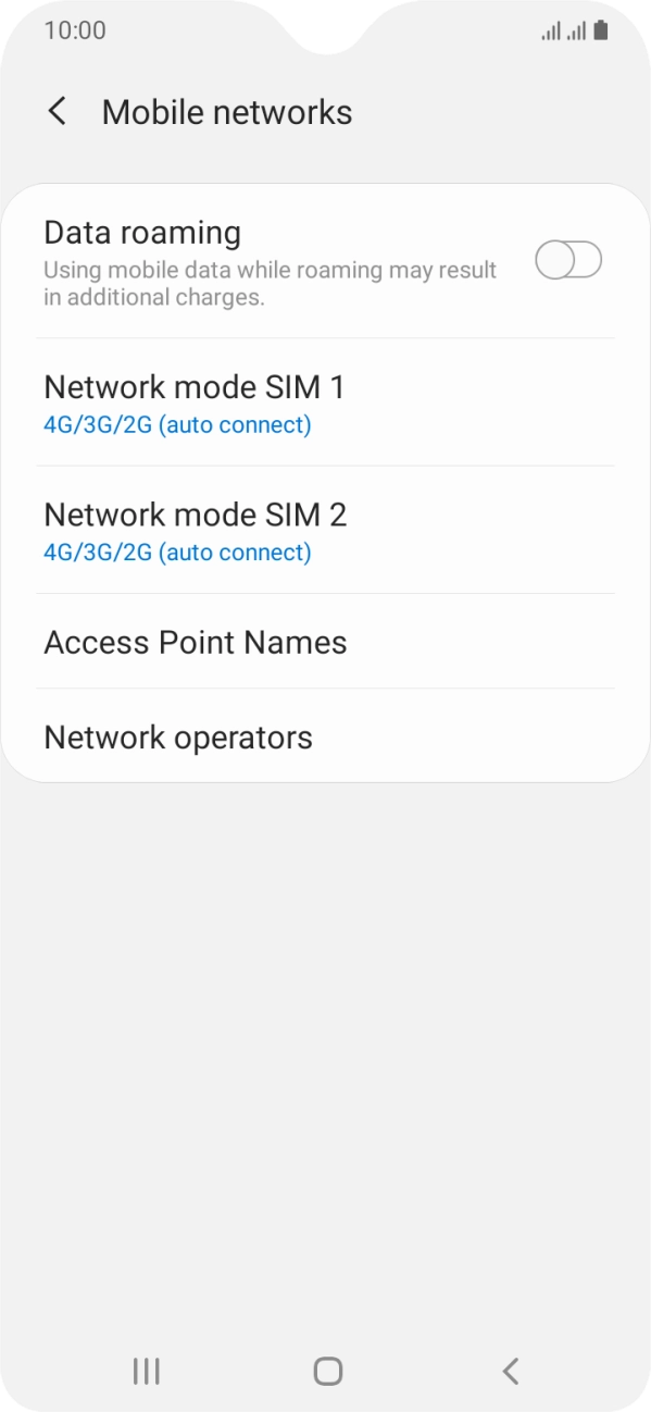 Press Network mode ‹SIM›.