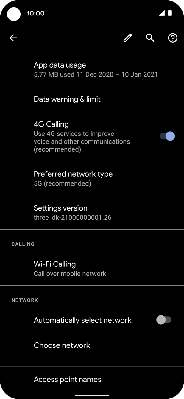 Press the indicator next to 'Automatically select network' to turn on the function. Press the indicator next to 'Automatically select network' to turn on the function.