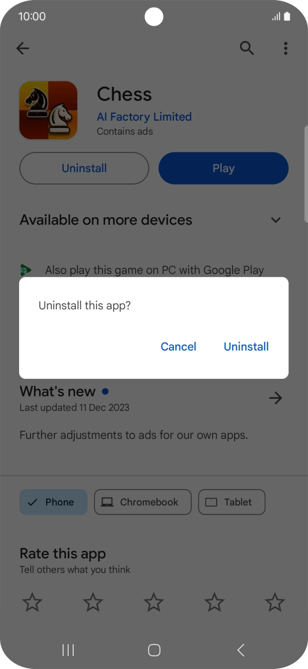 Press Uninstall.