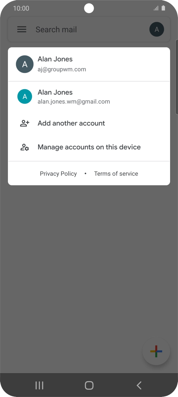Press the required email account. Press the required email account.