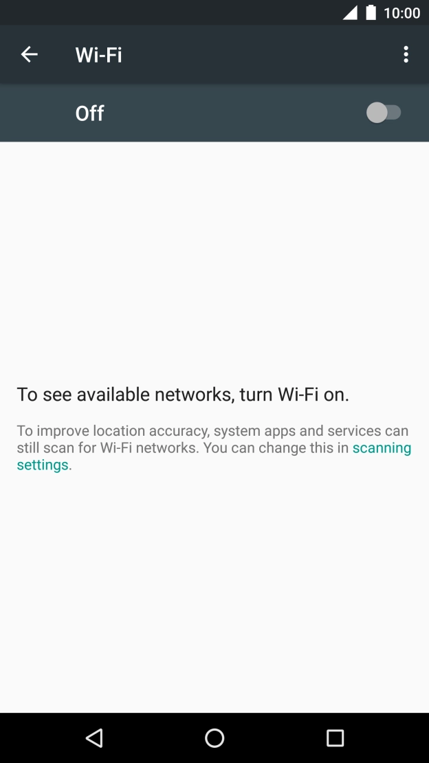Press the indicator next to 'Wi-Fi' to turn on the function.