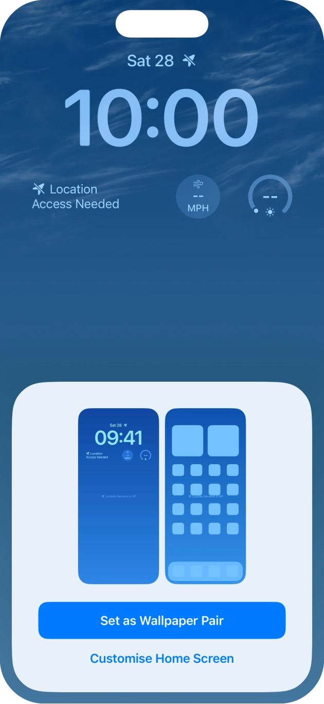 To use the same colour theme on the home screen, press Set as Wallpaper Pair. To use the same colour theme on the home screen, press Set as Wallpaper Pair.