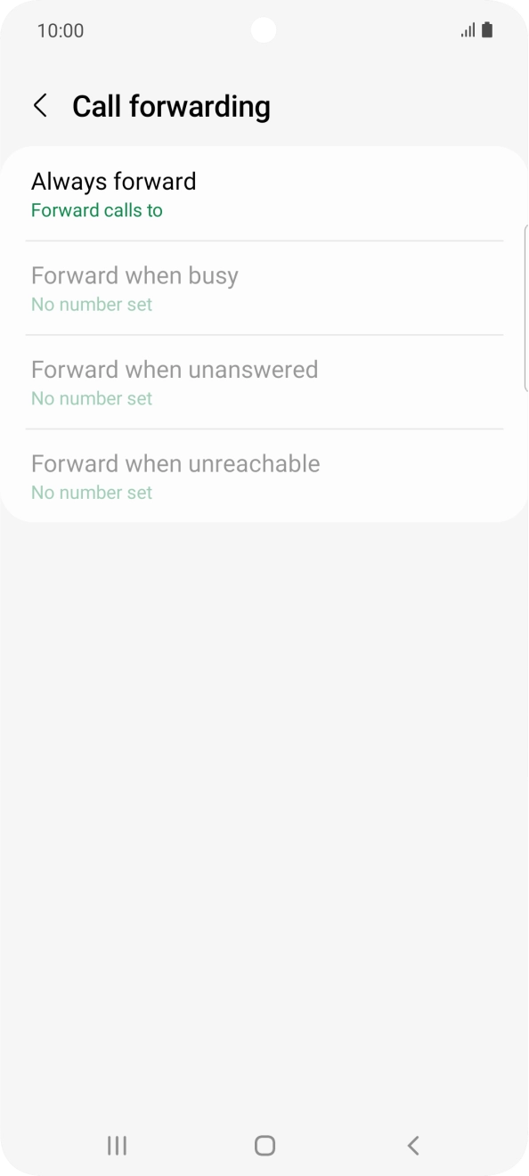 Press the required divert type. Press the required divert type.
