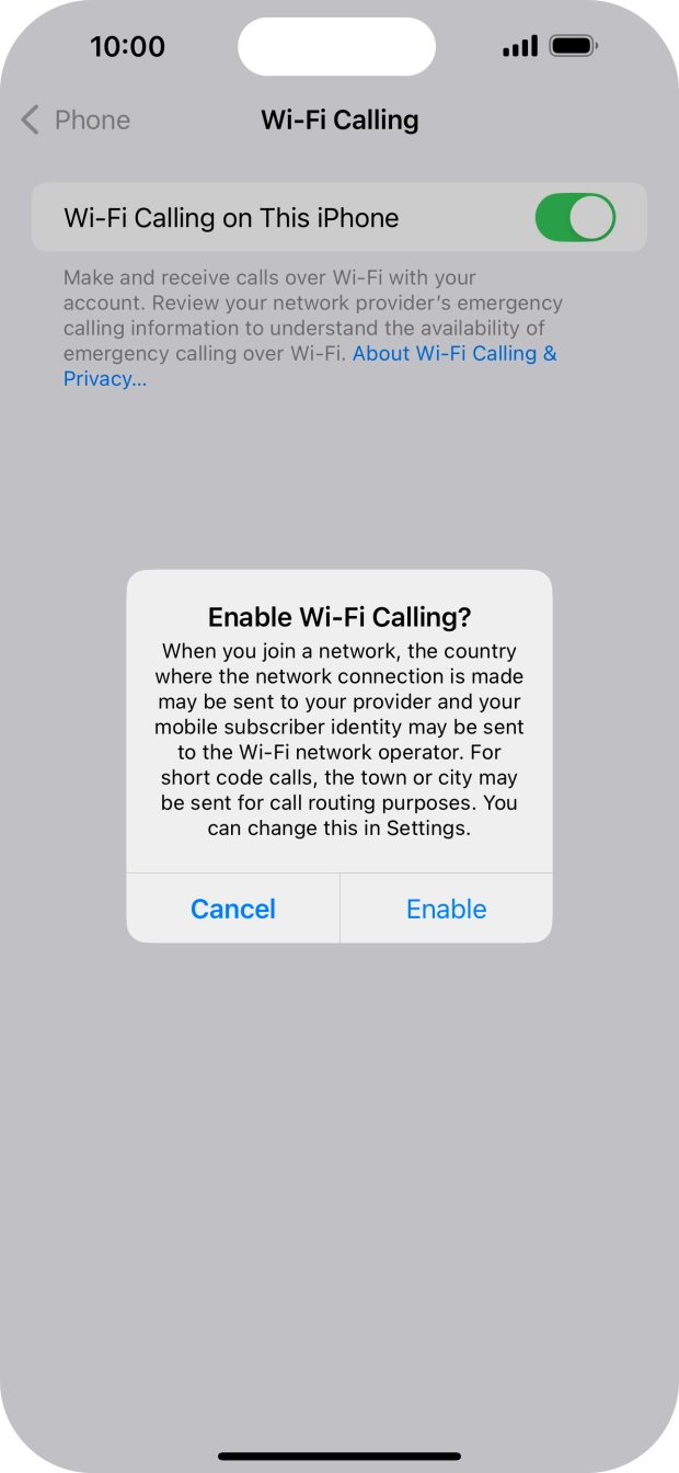 If you turn on the function, press Enable.