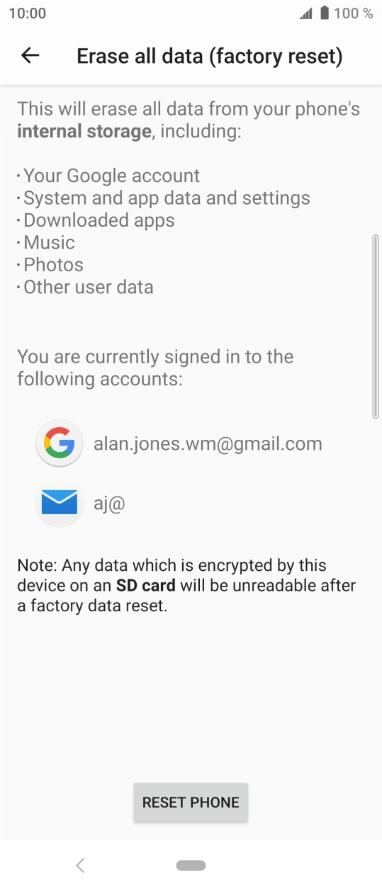 Press RESET PHONE.