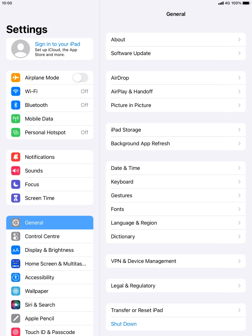 Press Sign in to your iPad. Press Sign in to your iPad.