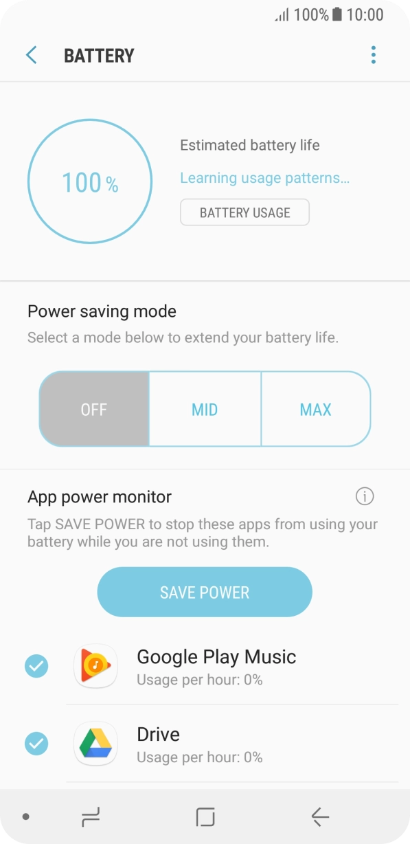 Press the required setting. Press the required setting.