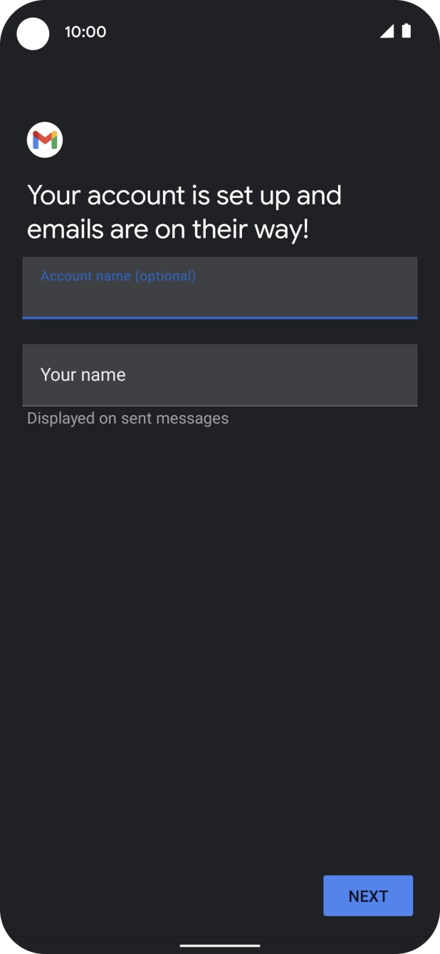 Press the field below 'Your name' and key in the required sender name.