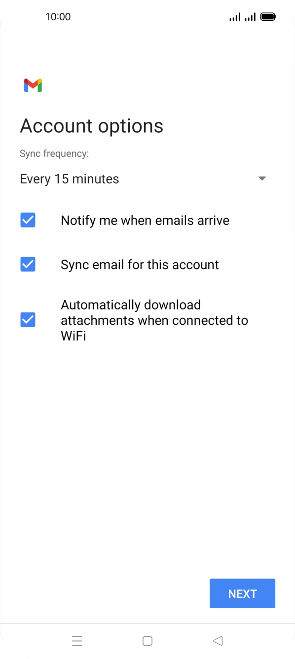 If this screen is displayed, you email account has been recognised and set up automatically. Follow the instructions on the screen to key in more information and finish setting up your phone. If this screen is displayed, you email account has been recognised and set up automatically. Follow the instructions on the screen to key in more information and finish setting up your phone.