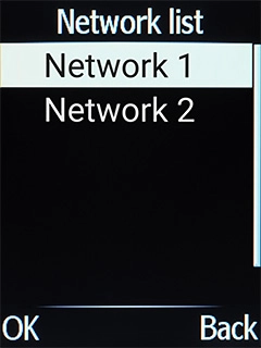 Select the required network. Select the required network.