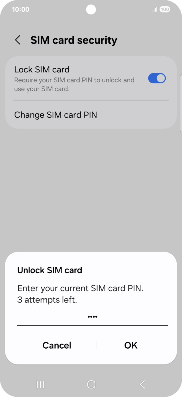 Key in your SIM PIN and press OK. The default SIM PIN is 0000.