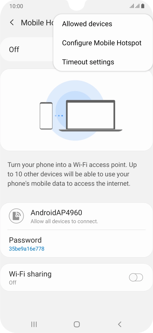 Press Configure Mobile Hotspot. Press Configure Mobile Hotspot.