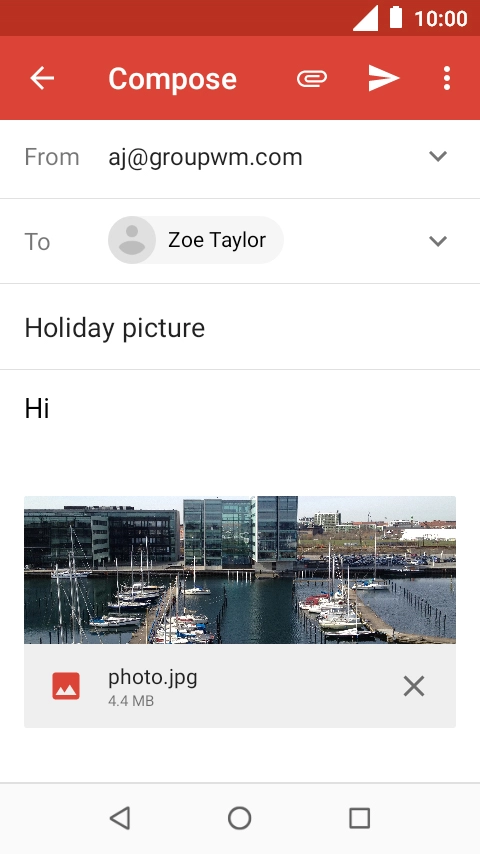 Press the send icon when you've finished your email.