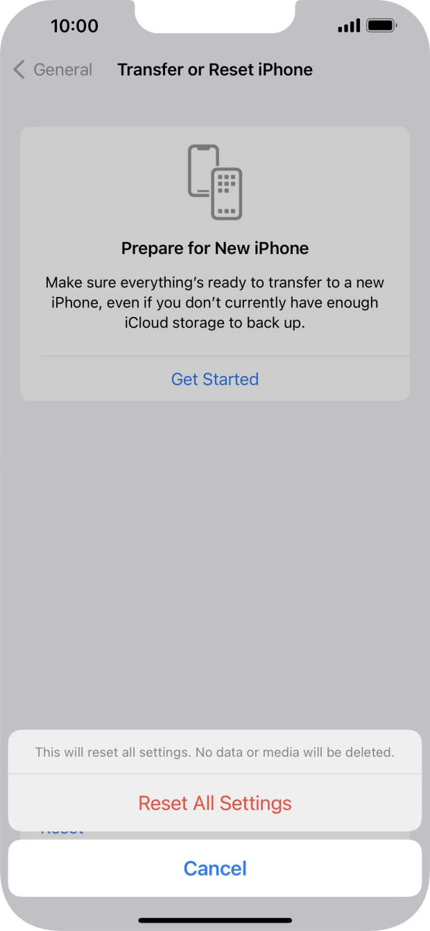 Press Reset All Settings.