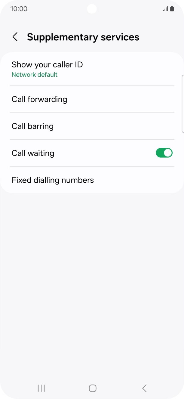 Press the indicator next to 'Call waiting' to turn the function on or off.