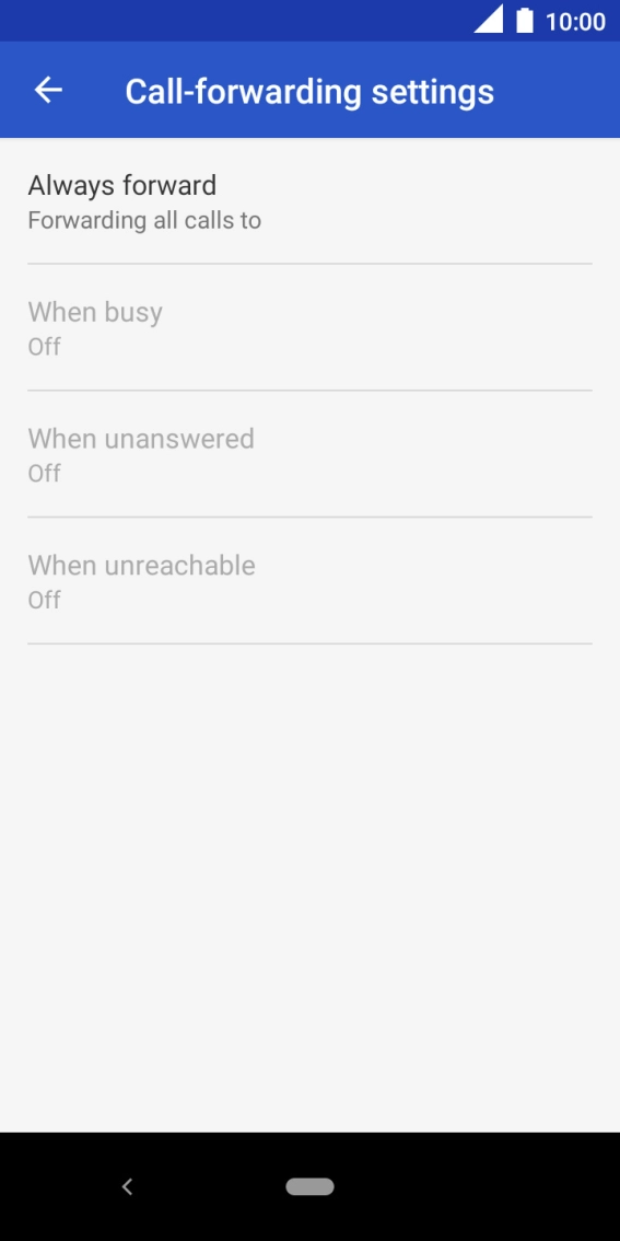 Press the required divert type. Press the required divert type.