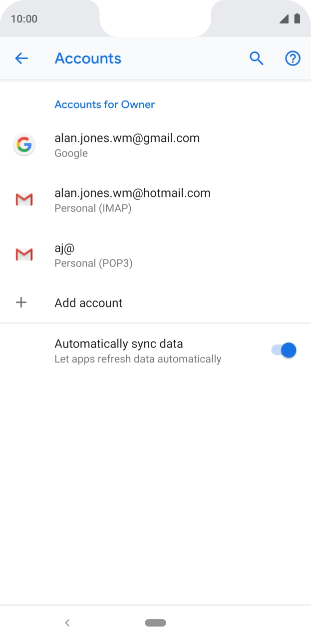 Press the indicator next to 'Automatically sync data' to turn the function on or off. Press the indicator next to 'Automatically sync data' to turn the function on or off.