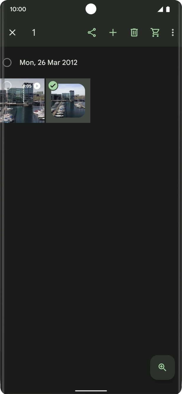 Press the required pictures or video clips to add them.